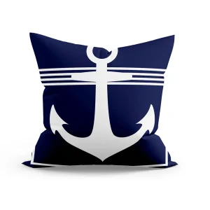 Housse de coussin marin bleu et blanc style méditerranéen