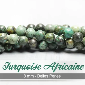 Perles Turquoise Africaine – Ronde 8mm – 38cm