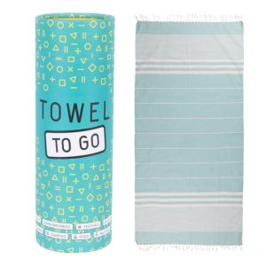 Serviette de plage compacte  en matériaux recyclés 100% coton 180cm x 100cm – fouta