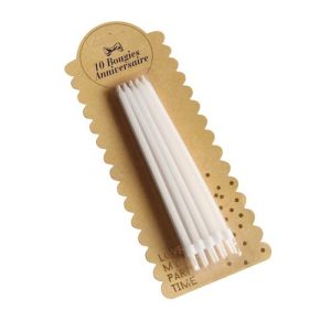 10 BOUGIES GEANTES BLANCHES + BOBECHES