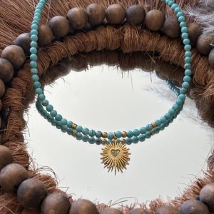 Collier ras de cou &lsquo;Louna&rsquo; – Turquoise