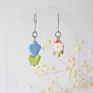 Boucles d’oreilles Printemps – Tulipe – Bleu Lavande