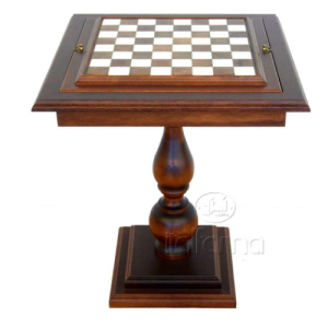 Table d&rsquo;Echecs en Bois avec plateau en Albatre